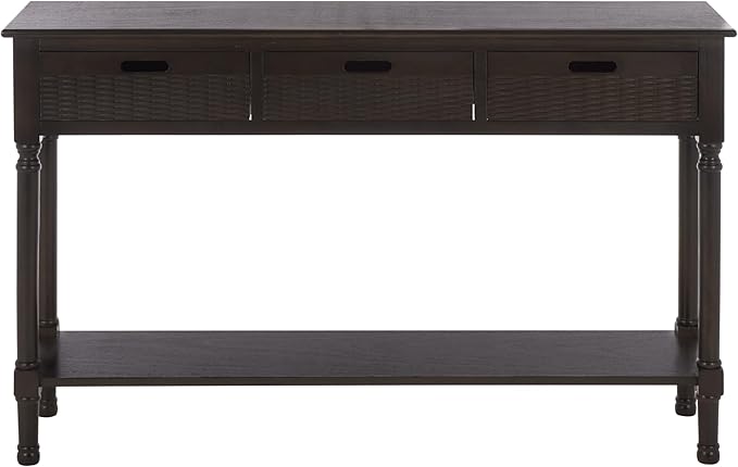 SAFAVIEH Home Collection - Landers Dark Chocolate Console Table with 3 Basket Drawers and 1 Shelf, Farmhouse Accent Entryway Table (CNS5711F)