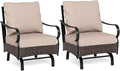 Sophia & William Extra Large Outdoor Patio Motion Sofa Chairs Set 2 PCS Heavy-Duty Metal Porch Furniture with High Back & Deep Seating Area, 5.5" Thicken Cushions for Deck, Lawn, Outside (Beige)