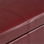SIMPLIHOME Kingsley 48 inch Wide Transitional Rectangle Large Storage Ottoman in Radicchio Red Vegan Faux Leather, Assembled, For the Living Room, Entryway and Family Room