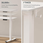 FLEXISPOT EN1 One-Piece Standing Desk, 60 x 24 Inches Electric Height Adjustable Desk for Home Office (White Frame + White Desktop, 2 Packages)