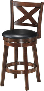 COSTWAY Bar Stools, Counter Height Dining Chair, Fabric Upholstered 360 Degree Swivel, PVC Cushioned Seat, Perfect for Dining and Living Room