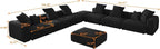 Oversized Modular Sectional Sofa with Ottomans,8 Seater Corduroy V Shaped Reversible Corner Couch,181.73" Convertible Sofa & Couch Free Combination for Living Rooom,Black