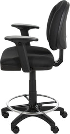 OEF Furnishings Comfort Office Stool with Arm Rests, 24.5"-34.5" Height