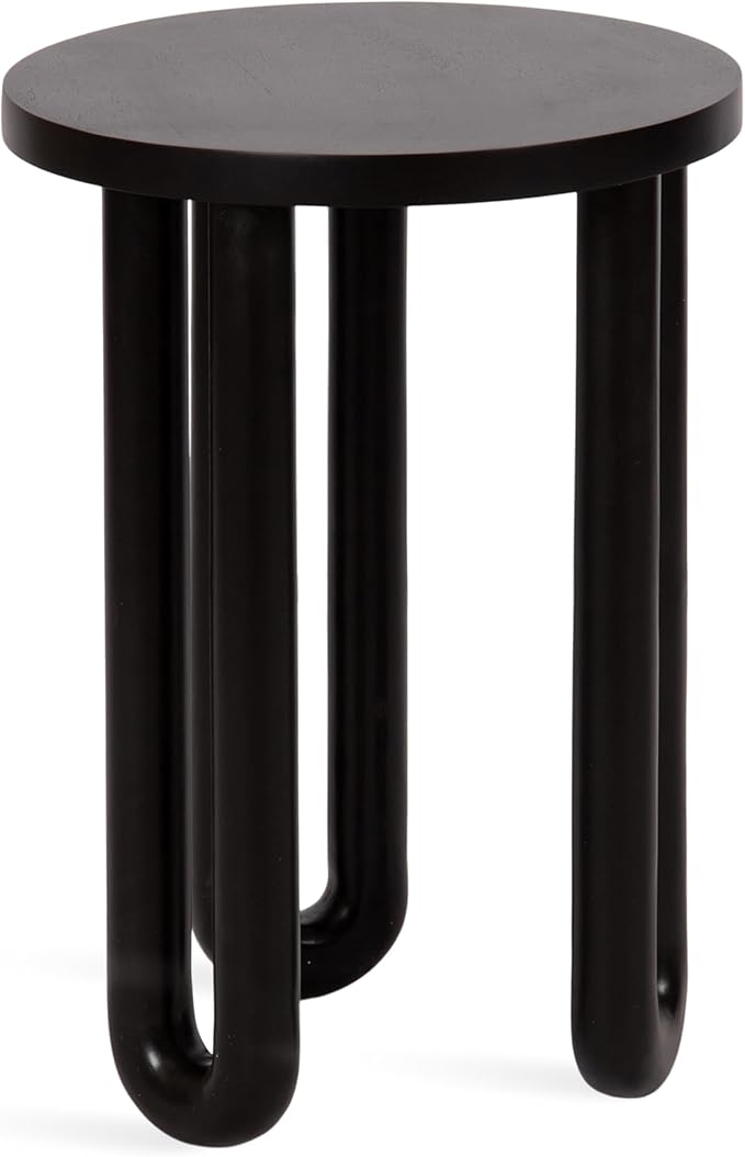 Kate and Laurel Kenzo Modern Wooden Round Side Table; 14 x 14 x 20; Black; Transitional Wood End Table for Use as Bedroom Nightstand or Living Room Accent Table