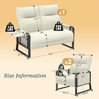 Faux Leather Sectional Couches for Living Room 3 Piece Loveseat and Chair Set with Flip Up Tray Tables Side Pockets Modern Modular Sectional Sofa for Office (2-Seat+1-Seat+1-Seat, Beige)
