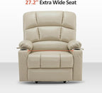 MCombo Oversized Dual Motor Power Lift Recliner Chair Sofa with Massage and Heat for Big Elderly People, Infinite Position, USB Ports, Faux Leather R7677 (Beige, Medium-Oversize)