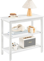 HOOBRO End Table, Simple Rustic Side Table with 3-Tier Storage Shelf, Narrow Nightstand for Small Spaces, Easy Assembly, for Living Room, Bedroom, Industrial Design, White WT14BZ01
