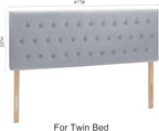 Kingfun Upholstered Tufted Twin Bed Headboard in Modern Button Design, Adjustable Solid Wood Head Board, Premium Linen Fabric Padded Headboards in Bedroom, Grey