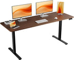 ERGOMAKER Electric Standing Desk, 67" x 23.6" Height Adjustable Sit Stand Desk with Splice Board for Home Office, Computer Desk Memory Preset (Black Frame, Walnut Desktop)