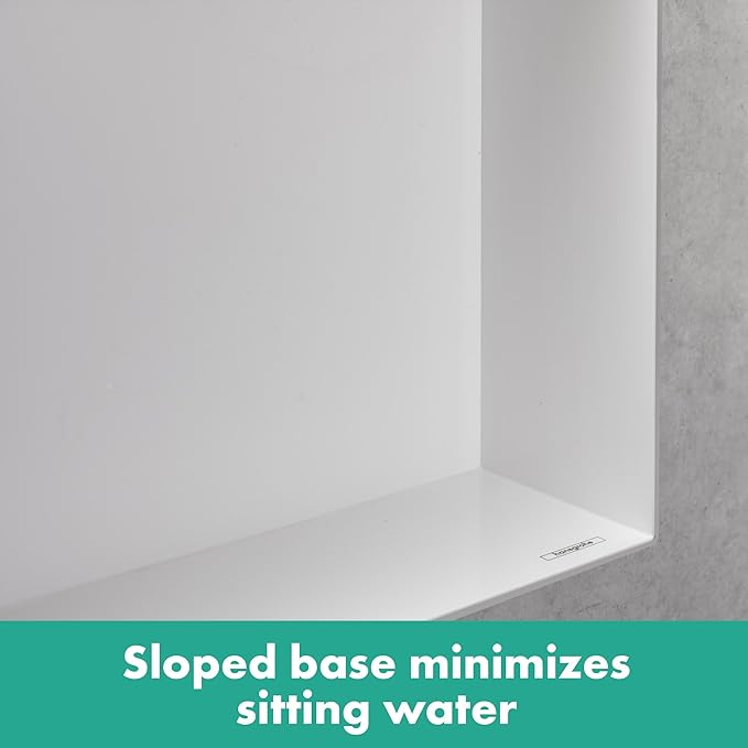 hansgrohe XtraStoris Minimalistic Recessed Wall Niche with Open Frame 12"x 12"x 4" in Brushed Stainless Steel, 56073800