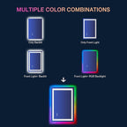 24x36 inch RGB LED Bathroom Mirror with Lights, Colorful Changing Lighted Mirror, Shatterproof Dimmable Anti-Fog LED Vanity Mirror for Bathroom (RGB Backlit + Front-Lit)