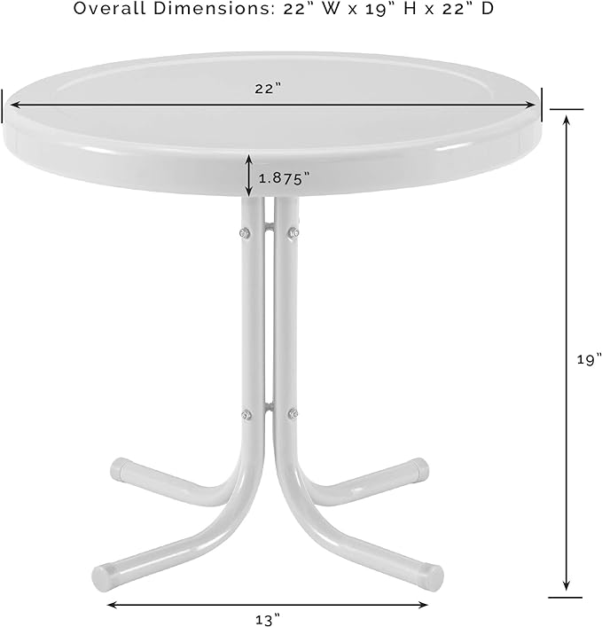 Crosley Furniture Griffith Weather Resistant Retro Metal Outdoor Side Table for Patio, Deck, Porch, Yellow