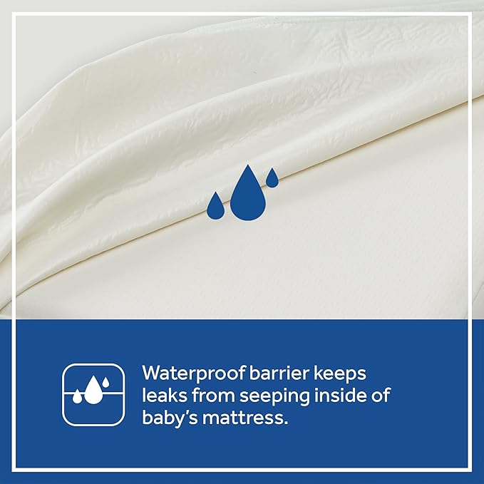 Sealy Baby Cozy Brilliance Breathable Crib Mattress, GREENGUARD GOLD Certified, Made in USA, Firm Dual Firmness, Toddler Bed Fit, Rayon, Waterproof, Non Toxic, Washable Zip Cover, 52” x 28