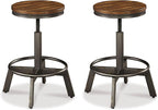 Signature Design by Ashley Torjin Industrial 24" Adjustable Height Barstool, 2 Count, Brown