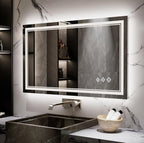 Lighted Vanity Mirror, 40x24 Inch Gradient Front and Backlight LED Vanity Mirror, 3 Colors Dimmable CRI>90 Double Lights, IP54 Enhanced Anti-Fog, Hanging Plates Wall Mount Bathroom Mirror