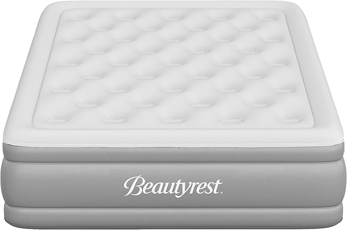 Beautyrest Skyrise Full Size Air Mattress with Coil Beam Construction, Edge Support with External Pump and Puncture Resistant Vinyl for Guests and Camping