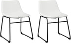 Signature Design by Ashley Centiar Urban Industrial Faux Leather 18.75" Bucket Dining Chair, 2 Count, White