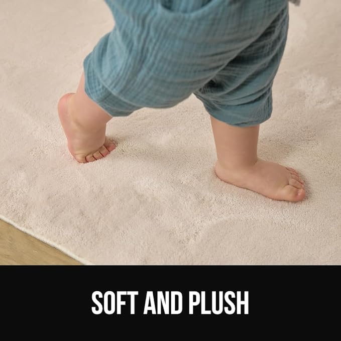 GORILLA GRIP Slip Resistant Soft Washable Stain Resistant Area Rug, Plush Thick Carpet for Nursery, Bedroom, Living Room, Non-Shedding Floor Rugs, Kid and Pet Friendly, Baby Home Decor, 4x6, Ivory