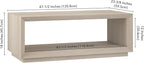 Henn&Hart 48" Rectangular Coffee Table with Open Storage Shelf for Living Room, Family Room, or Office, Alder White