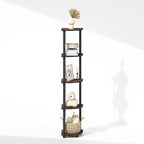 Furinno Turn-N-Tube Corner Shelf, 5-Tier Corner Bookshelf, Open Storage Shelves, for Organization and Storage, Living Room, Home Office, Garage, Bedroom, Dark Cherry