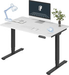 FLEXISPOT E6 3 Stages Dual Motor Electric Standing Desk 48x30 Inch Whole-Piece Board Height Adjustable Electric Sit Stand Desk(Black Frame + White Desktop, 2 Packages)