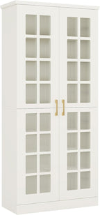 Tribesigns 70-Inch Tall Shoe Cabinet with Doors, 8-Tier Shoe Storage with Adjustable Shelves, Modern Shoe Organizer Shoe Rack Cabinet for Entryway, Hallway, Closet, Living Room, White and Gold