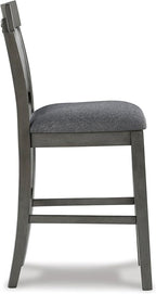 Signature Design by Ashley Hallanden Modern Farmhouse Counter Upholstered Barstool, Set of 2, Comb-back Design, Solid Wood, 25.75" , Dark Gray