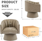Swivel Accent Chair Set of 2,Faux Leather 360°Swivel Barrel Chair Upholstered Modern Living Room Chair, Overstuffed Reading Armchair for Bedroom,Vanity,Office-Dark Apricot