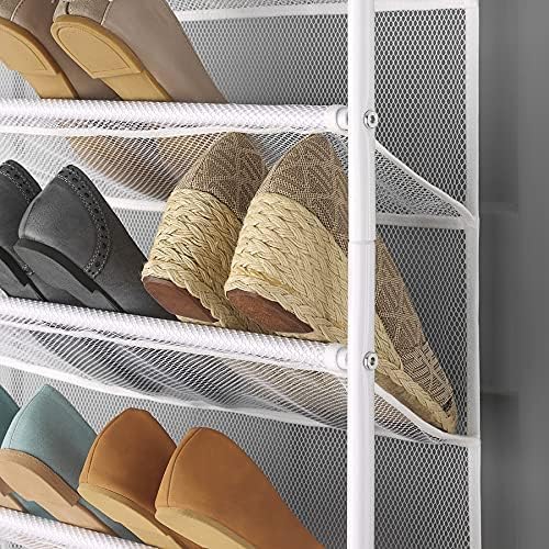 Whitmor 36 Pair Over The Door Shoe Rack, 12 Tier Hanging Shoe Organizer, Heavy Duty Metal & Mesh Shoe Holder, Hanging Shoe Rack for Closet Organizer & Storage, 69" L x 21.7" W x 7.5" H, White