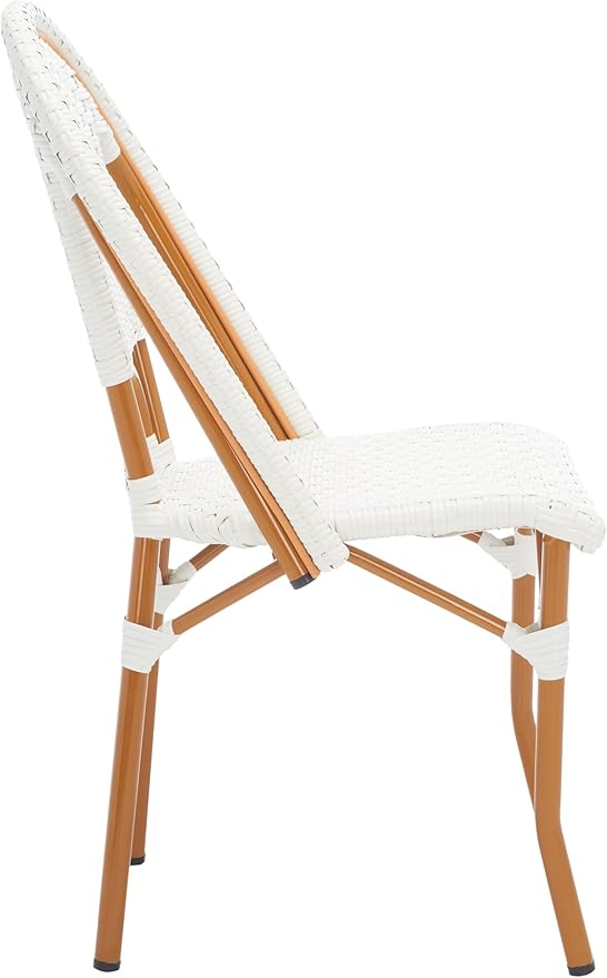 SAFAVIEH Outdoor Collection California Bistro White Side Chair Set of 2 (Fully Assembled)
