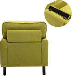Velvet Upholstered Accent Chair Modern Single Sofa Chair with Thick Removable Back Cushion and Black Printed Legs Armchair for Living Room/Bedroom/Reading Room, Olive Green