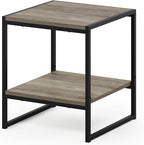 Furinno FM19122GYW Camnus Modern Living 2-Tier End Table, French Oak Grey, 15.9 in x 15.75 in x 18 in