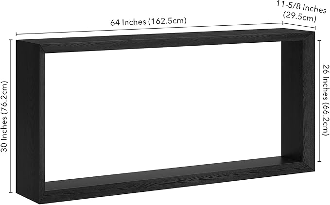 Henn&Hart 64'' Wooden Rectangular Console Table Entryway Table, Sofa Table with Wooden Shelf for Entryway, Living Room, Couch, Hallway, or Office, Black Grain
