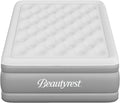 Beautyrest Skyrise Twin Size Air Mattress with Coil Beam Construction, Edge Support with External Pump and Puncture Resistant Vinyl for Guests and Camping