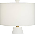 Possini Euro Design Luke 30" Tall Large Geometric Mid Century Modern Coastal End Table Lamp White Finish Single Fabric Shade Living Room Bedroom Bedside Nightstand House Office Home Reading
