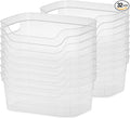Sterilite 9.5 x 6.5 x 4 Inch Small Open Scoop Front Clear Storage Bin with Comfortable Carry Through Handles for Household Organization (32 Pack)