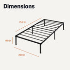 Amazon Basics Metal Bed Frame, Non-Foldable Platform Bed, Easy Assembly, Twin, 39W x 75L x 14H in, Black