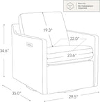 CHITA Swivel Accent Chair with Electric Footrests, FSC Certified Upholstered Living Room Sofa Chair with Power Motor, USB and Type-C Ports, Snow