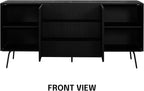 NTC Veil Large Sideboard with 2 Doors and 3 Drawers, Buffet Cabinet with Vertical Groove Design and Metal Legs, Storage Cabinet for Living Room, and Entryway, Effortless Assembly - Burnt Black