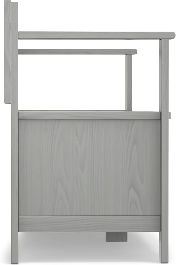 SIMPLIHOME Amherst Entryway Storage Bench - 48 inch Wide Solid Wood Hallway Seat in Fog Grey, Transitional Bench for Entryway or Living Room with Lift-Up Lid and Spacious Storage