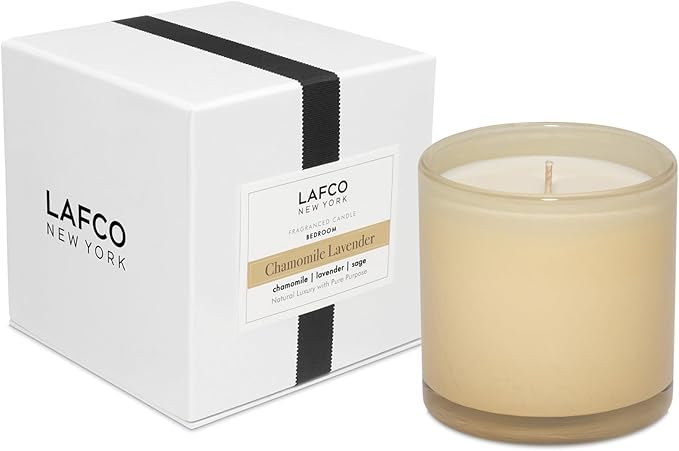 LAFCO New York Classic Candle, Chamomile Lavender - 6.5 oz - 50-Hour Burn Time - Reusable, Hand Blown Glass Vessel - Made in The USA