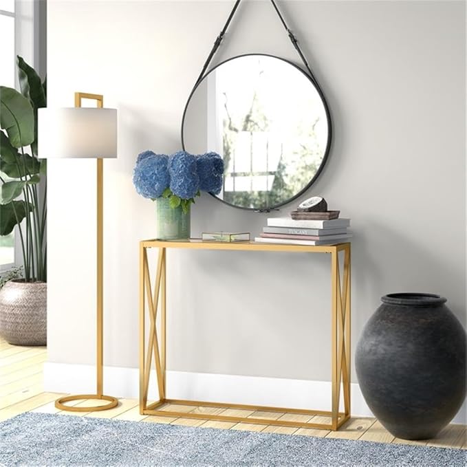 Arlo 36'' Wide Rectangular Console Table in Brass