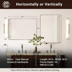 ANDY STAR Bathroom Mirrors for Wall, 30"x40" Bronze Bathroom Mirror, Rounded Rectangle Mirror, Framed in Premium Stainless Steel with Brushed Finish