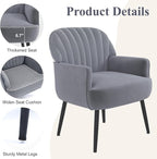Velvet Accent Chair, Upholstered Modern Leisure Single Sofa Side Chair, Comfy Tufted Back Armchair with Metal Legs for Living Room/Bedroom/Office/Reading Room, Grey