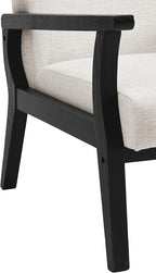 Mid Century Modern Accent Chair Set of 2, Linen Upholstered Living Room Accent Armchair with Black Wood Frame, Farmhouse Chair Indoor Corner Chair for Living Room Bedroom, Beige