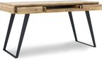SIMPLIHOME Lowry Desk - 54-Inch Wide Solid Acacia Wood and Metal Writing Desk in Distressed Golden Wheat, Modern Industrial Home Office Computer Table with 2 Drawers and Flip-Down Keyboard Tray
