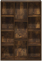 Furinno LUDER Book Shelf, 11-Cube Bookshelf, Reversible Bookcase, 9.4 x 29.1 x 41.7, for Living Room, Bedroom, Home Office, Amber Pine