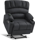 MCombo Power Lift Recliner Chair for Elderly, Lift Chair with Heat and Massage, Extra Wide Lift Recliner for Big People, Faux Leather R7096 (Medium-Wide, Black)