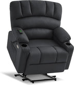 MCombo Power Lift Recliner Chair for Elderly, Lift Chair with Heat and Massage, Extra Wide Lift Recliner for Big People, Faux Leather R7096 (Medium-Wide, Black)
