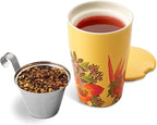 Tea Forte Double-Walled Ceramic Kati Cup, Removable Stainless Steel Infuser Basket and Lid, Steeps 12 oz Loose Leaf Tea, Dishwasher & Microwave Safe, Paradis